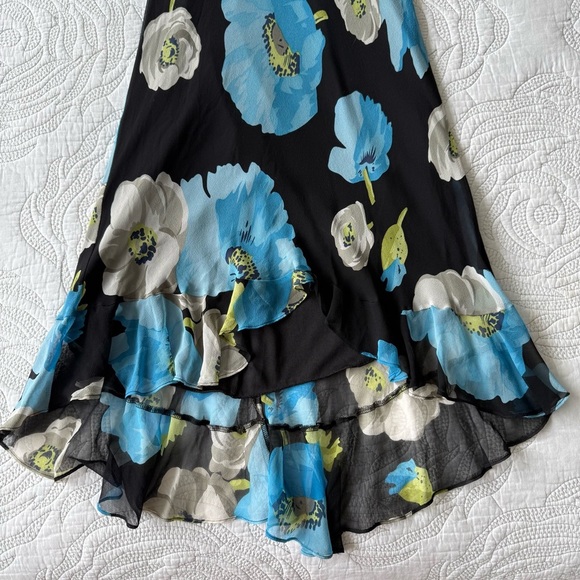 Vintage 90s Betsey Johnson Silk Floral Print Spaghetti Strap Maxi Dress - Picture 4 of 15